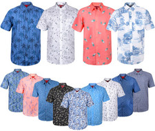 Mens Hawaiian Shirt Short Sleeve Beach Palm Tree Floral Holiday Slim Fit Shirts