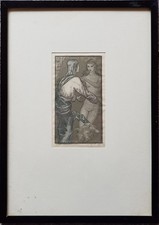 VERY RARE Old Pencil Signed WOODCUT - WILLIAM B. LEGGATT - ORPHEUS and EURYDICE