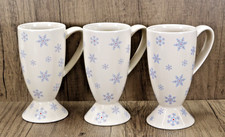 3x Whittard Of Chelsea Snowflake Hot Chocolate Coffee Latte Mug Cream Blue 16cm