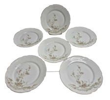 Limoges Style Side Plates Porcelain Set of 6 with Floral Vintage