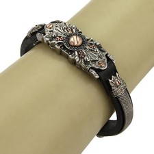 Stephen Webster Sterling Black Rhodium Rose Gold Leather Bracelet