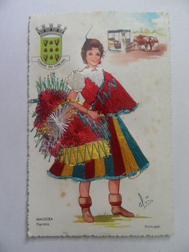 Embroidered silk postcard - silk,