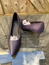 NEW MARKS & SPENCER LEATHER DARK PURPLE POINTED TOE COURT SHOES UK5/EU38