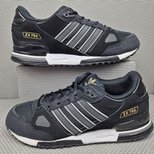 Adidas ZX 750 Trainers UK 9 Men's Black Grey Retro Suede Sneakers Originals 