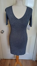 Belle Vere Notte navy & silver sparkly glittery tunic jumper dress S (10)