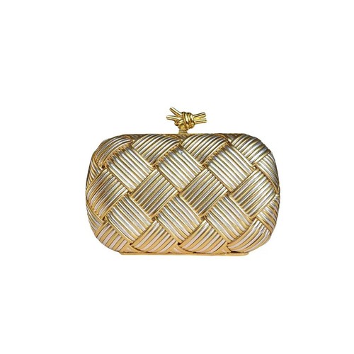 Gold woven evening clutch - woven, bag