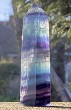 Chunky Tall 10cm Rainbow Fluorite Colourful Crystal Point Stone Beautiful Tower