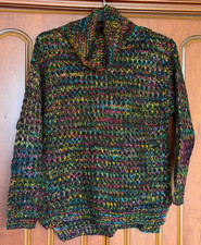 Klass Ladies Rainbow Knit Jumper with Cowl Neck Size M
