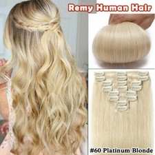 100% Real Remy Human Hair Extensions Clip In 8Pcs Full Head Long Medium Short UK