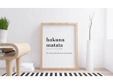Hakuna Matata Definition Meaning Wall Art Print.  Disney Lion King Quote Poster