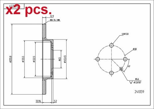 Pcs front brake - pcs, disc