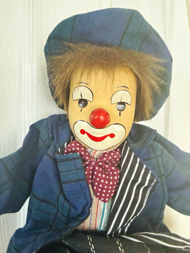 Vintage porcelain clown doll - vintage,