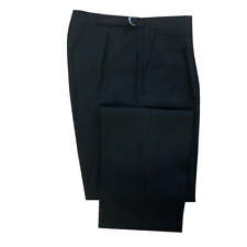 Black Herringbone 100% Wool Morning/Masonic /Wedding Trousers - Pleated Front