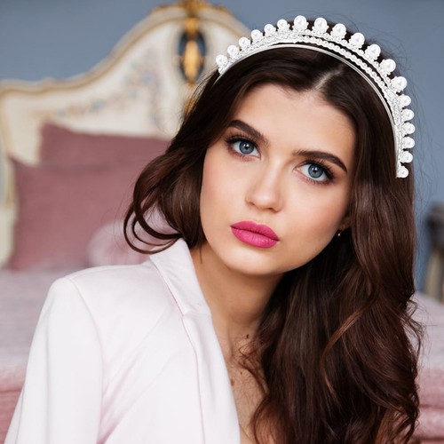 Rhinestone crown tiara - rhinestone, pearl