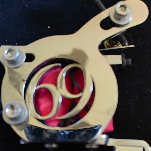 Silver pink metal coil tattoo - metal,