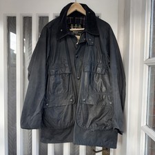 Vintage Barbour Bedale Wax Jacket Blue, Size C42 / 107cm with hood