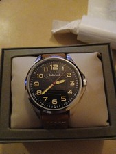Mens Timberland Watch Leather Brown Strap Needs Battery