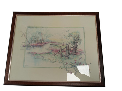 Framed pastel landscape - framed,