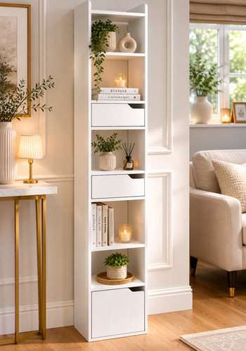 Modern white bookcase tall - modern,