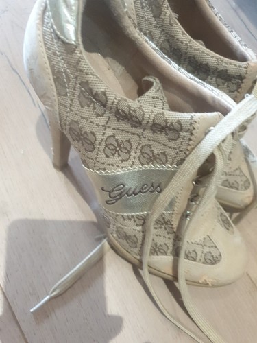 Golden colour guess shoes - guess, with
