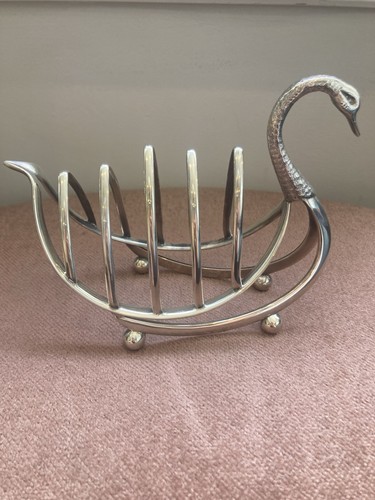 Silver plate toast rack swan - silver,