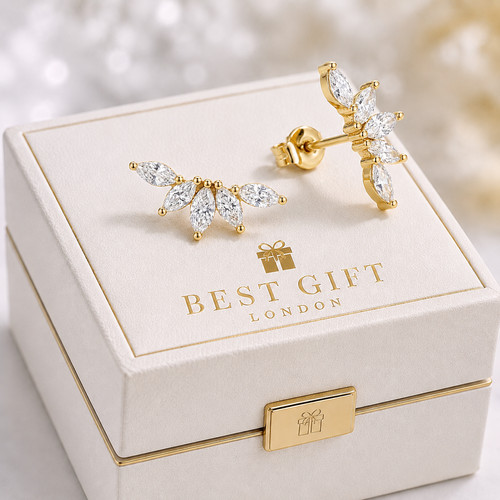 9ct gold marquise leaf - ,