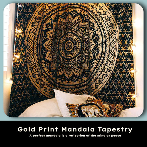 Black gold mandala wall - gold,