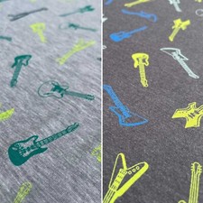 Guitar Musical Design Cotton Elastane Spandex Stretch Jersey Dress Craft Fabric