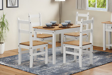 Corona Dining Table & 4 Chairs White Wax Budget Set by Mercers Furniture®