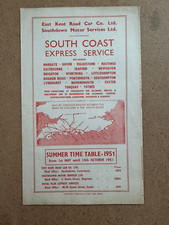 Summer 1951 Southdown East Kent Margate South Coast Bus Timetable Handbill