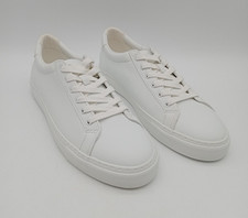 M&S Men's Faux Leather Lace Up Trainers White Size 10 Standard Fit NEW F2