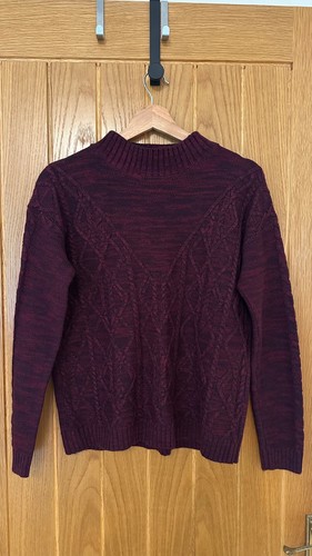 Cable knit jumper burgundy - cable,