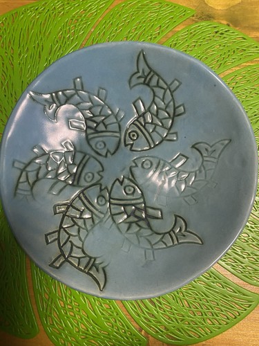Pottery fish dish - pottery,