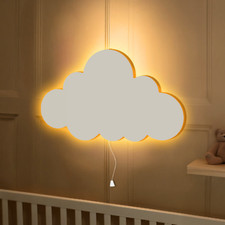White Cloud Night Light Nursery Kid's Room Decoration Wall Lamp Chord Floating