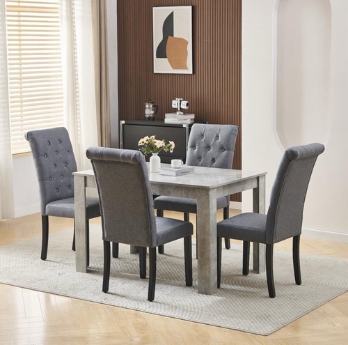 Set grey fabric dining - of,