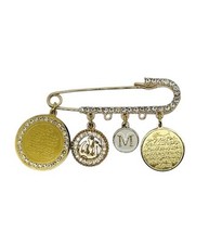 Elegant Muslim Baby Brooch Pin with Ayat al-Kursi, Allah, and 4 Qul Pendant