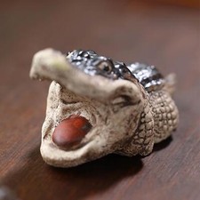 Crocodile Figurine Tea Pet Statue Miniature Sculpture for Garden Room