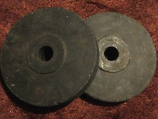 2 Solid Hard Rubber Wheels Approx 8.5” diam 1.25” bore 1.5" wide running surface