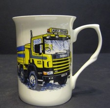 1 Mug SCANIA YELLOW/ BLUE TIPPER TRUCK WAGON  fine bone china mug cup beaker