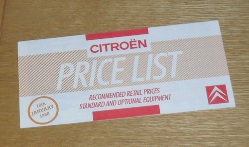 Citroen price list - list, ax