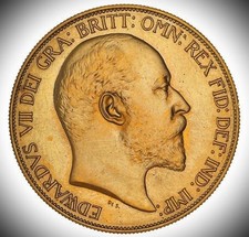 Gold plated Full sovereign King Edward Head British coin 1906 up to 1919