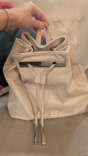 Faith cream leather back pack - back,