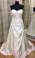 Brand New Veromia Wedding Dress – VR61258–UK 16 Ivory Satin & Lace, Corset Back