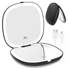 1x/10X Travel Magnifying Mirror with LED Light 2-Side Illuminated Makeup Mirror