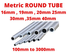 Aluminium Round Tube Pipe Metric 100mm to 3000mm Length, 16mm to 40mm Diameter
