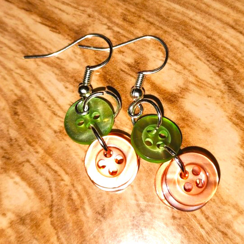 Green orange button beaded - orange,