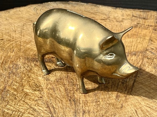 Vintage brass piggy bank - vintage,