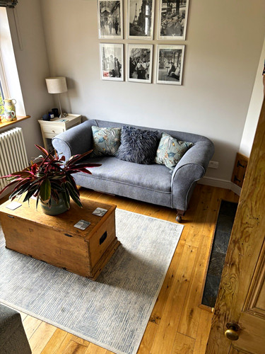 Blue grey wool seater sofa - wool,