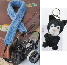 KNITTING PATTERNS KEYRING CAT 9.5Hcm DK & CAMERA STRAP 4x77cm DK SKM M8A