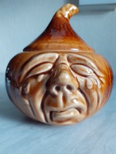 Vintage Seton Pottery Cornwall brown Ceramic onion jar with lid